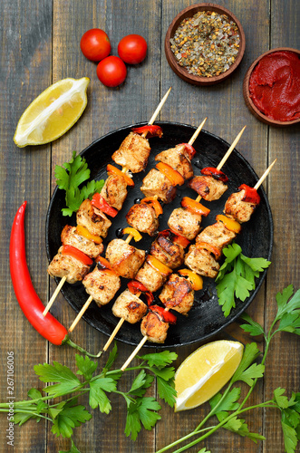 Barbecued chicken kebab