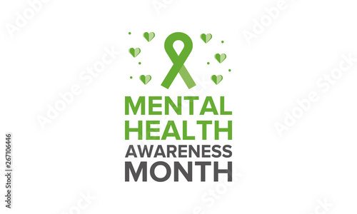 Mental Health Awareness Month in May. Annual campaign in United States by raising awareness of mental health. Poster, card, banner and background. Vector illustration