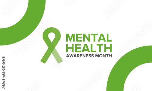 Mental Health Awareness Month in May. Annual campaign in United States by raising awareness of mental health. Poster, card, banner and background. Vector illustration