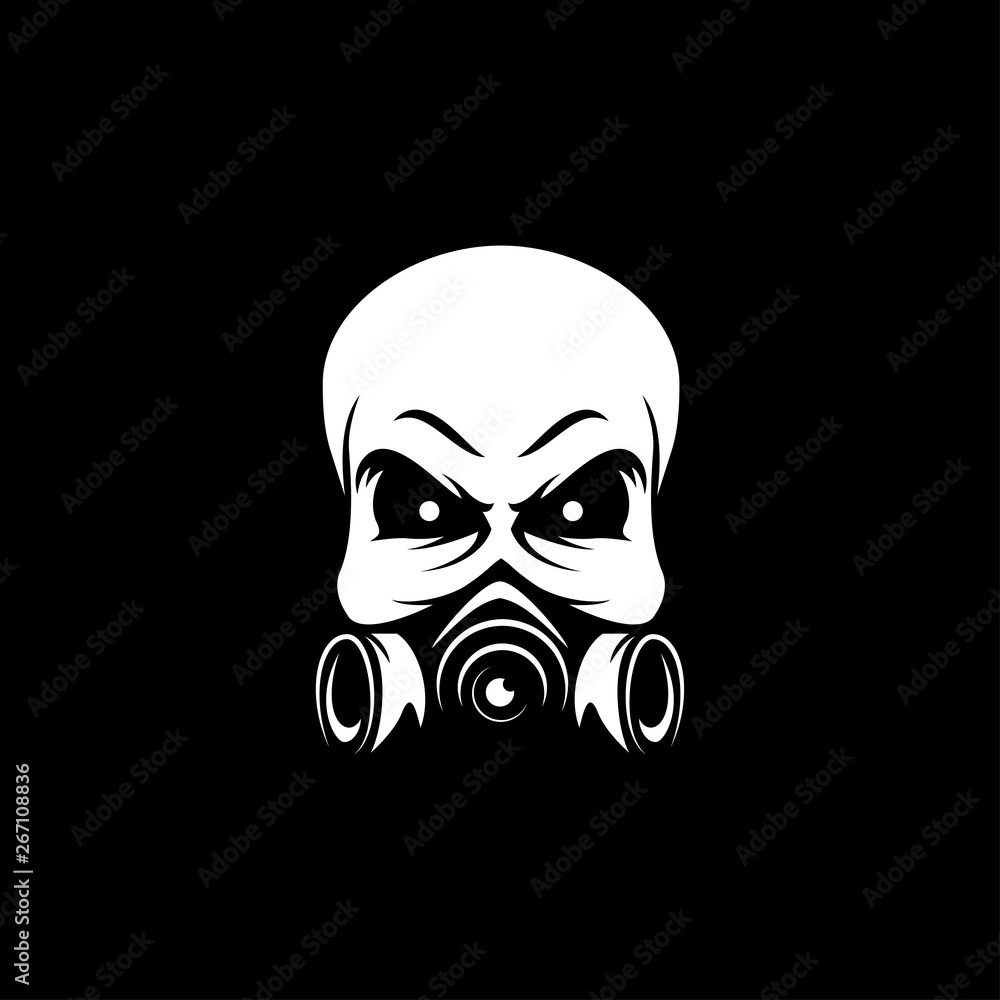 Skull with gas mask mascot logo vector