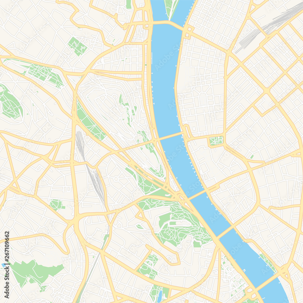 Fototapeta premium Budapest, Hungary printable map
