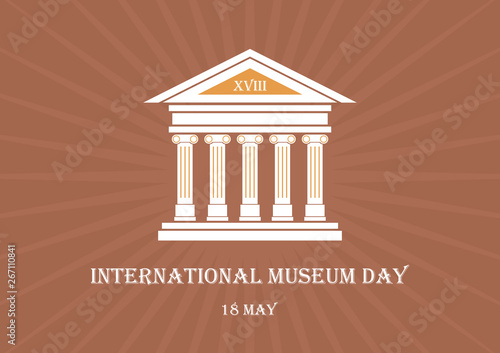 International Museum Day vector. Museum building on a brown background. Antique building icon. Ancient buildings vector illustration. Important day