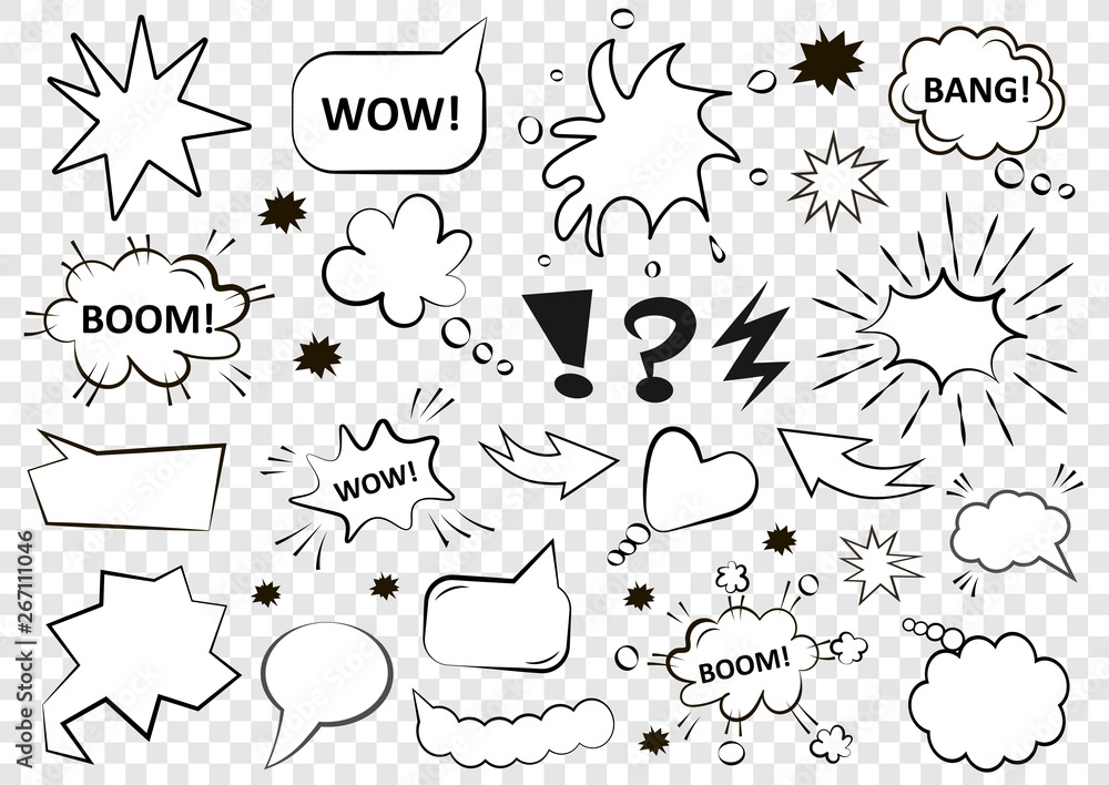 Obraz premium Set of speech bubbles. Set of blank template in Pop Art style. Vector illustration..