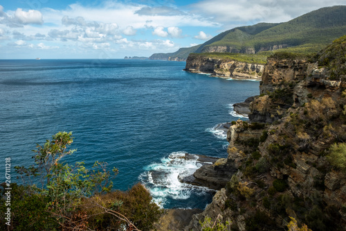 Fototapeta Naklejka Na Ścianę i Meble -  Cliffs of Tasman National Park. Waterfall Bay Track