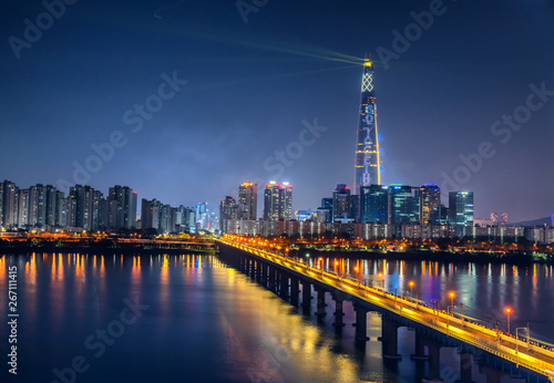 Obraz na płótnie night view of seoul city south korea w salonie