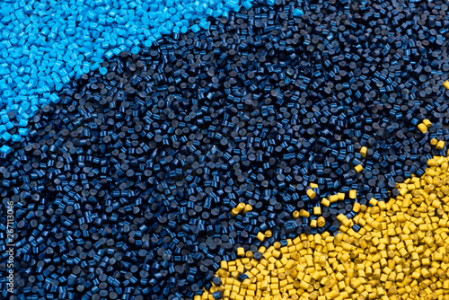 Pattern of yellow and blue polymers photo