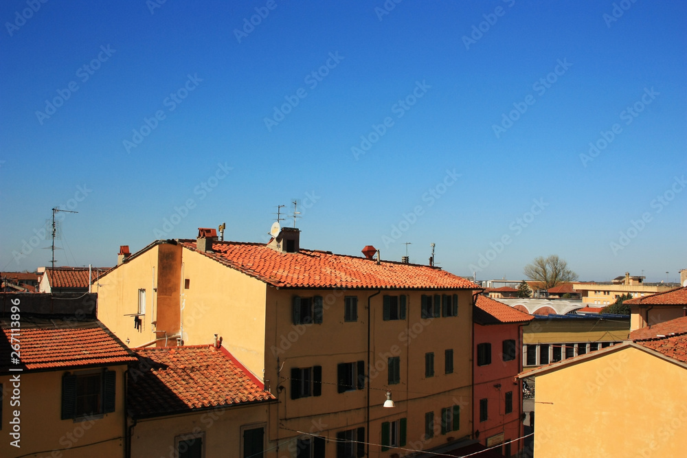 Tiled roofs of old Italian houses