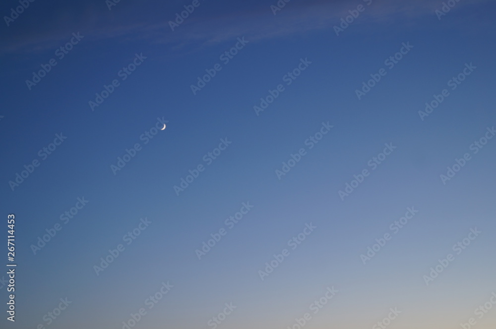 Crescent in the dark blue evening sky Crescent in the dark blue evening sky