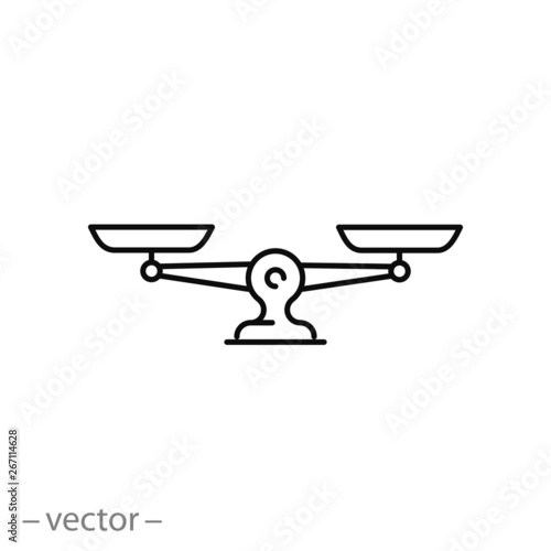 Scales icon, libra line sign on white background - editable stroke vector illustration eps10