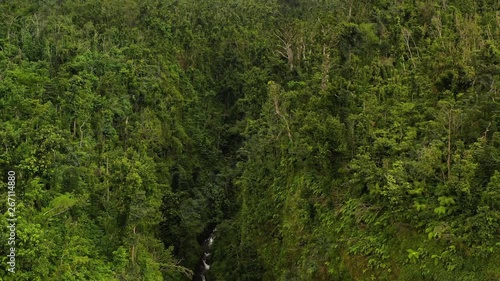 Drone Aerial of Dominica Inland Rainforest Over Trafalgar Waterfalls on Carribean Island in Popular Touristic Morne Trois National Park 4k photo
