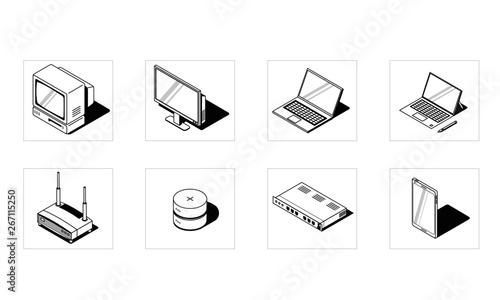 Computer and networking vector icons
