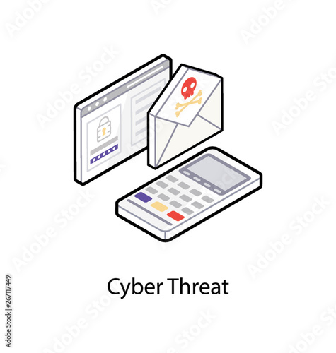 Cyber threat vector, isometric icon