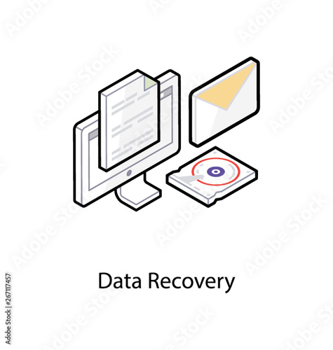 Data recovery icon, isometric vector