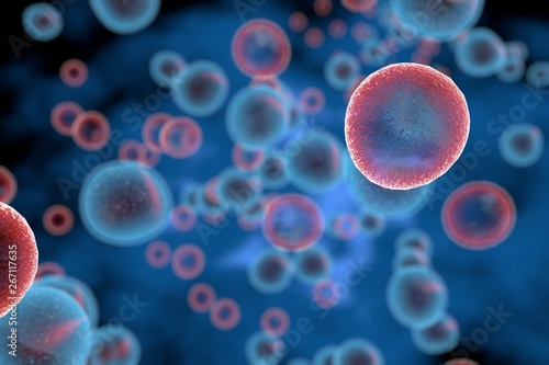 Fotografie T Cells attacking Cancer Cells 3D illustration