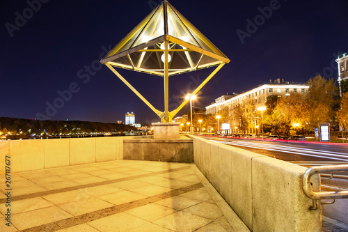 Moskva River and embankments (at night). Moscow, Russia