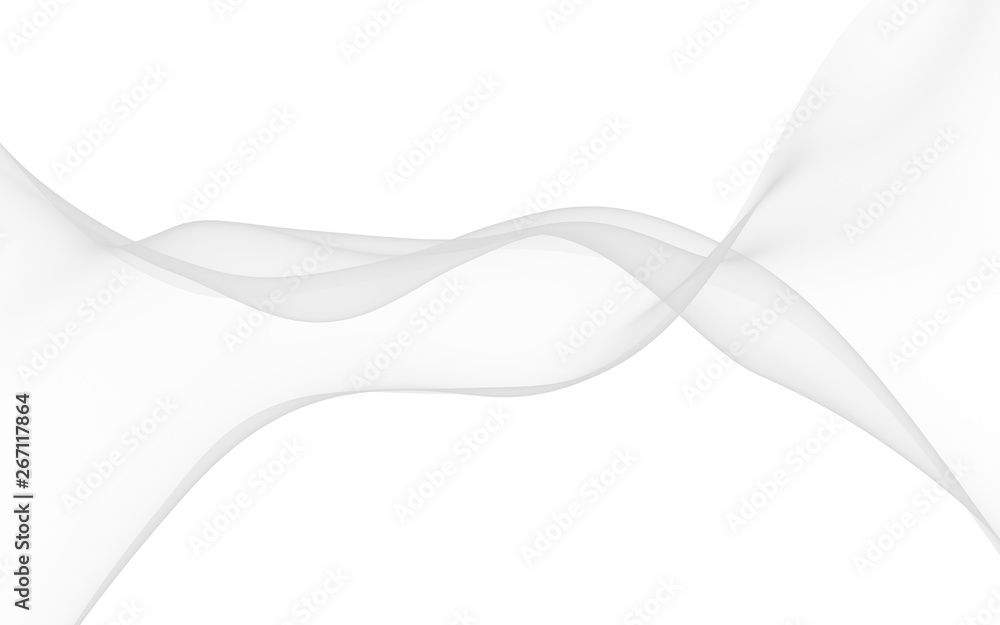 White abstract background. Fluttering white scarf. Waving on wind white fubric. 3D illustration White abstract background. Fluttering white scarf. Waving on wind white fubric. 3D illustration