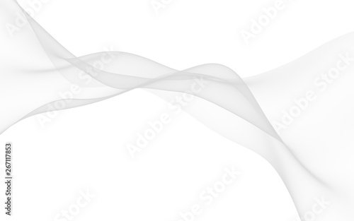 White abstract background. Fluttering white scarf. Waving on wind white fubric. 3D illustration