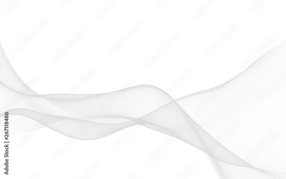 Obraz premium White abstract background. Fluttering white scarf. Waving on wind white fubric. 3D illustration