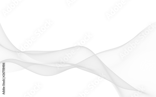 White abstract background. Fluttering white scarf. Waving on wind white fubric. 3D illustration