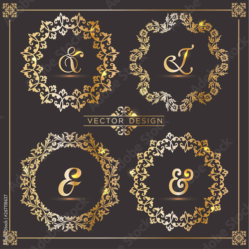 Vintage vector Set. Floral elements for design of monograms  invitations  frames  menus  labels and websites. For design of catalogs and brochures of cafes  boutiques. Retro style.