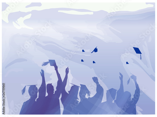 Graduation celebration with watercolor brush strokes.