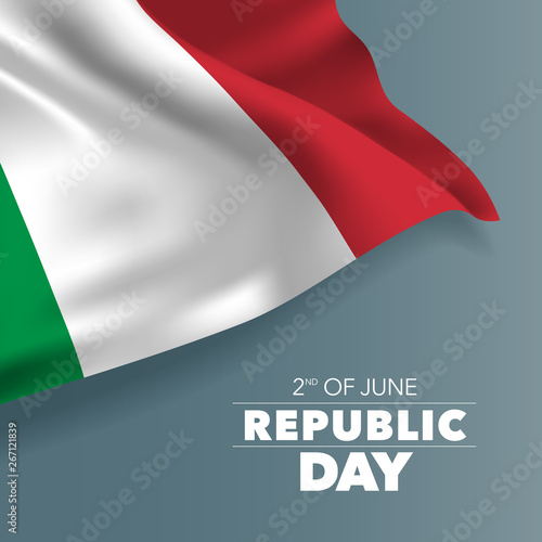 Italy happy republic day greeting card, banner vector illustration.