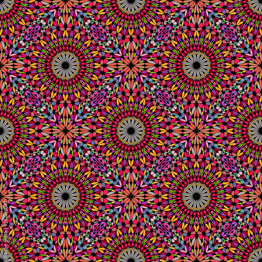 Multicolor oriental geometrical kaleidoscope pattern background - multicolored vector graphic