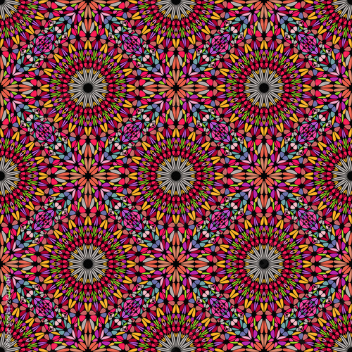 Multicolor oriental geometrical kaleidoscope pattern background - multicolored vector graphic