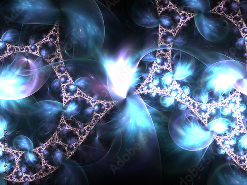 Glossy blue fractal swirls, digital artwork for creative graphic design