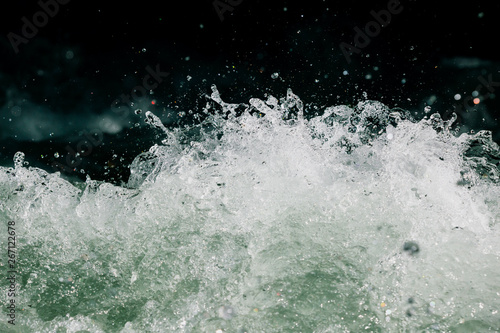 Splashes of water from the waves in the sea