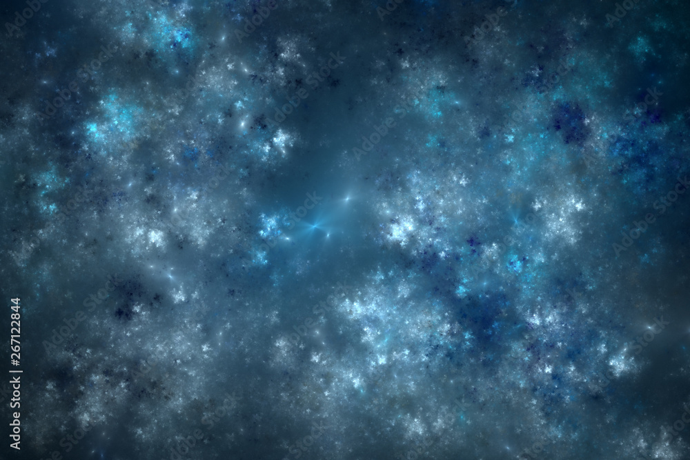 Abstract blue fractal nebula, digital artwork for creative graphic design
