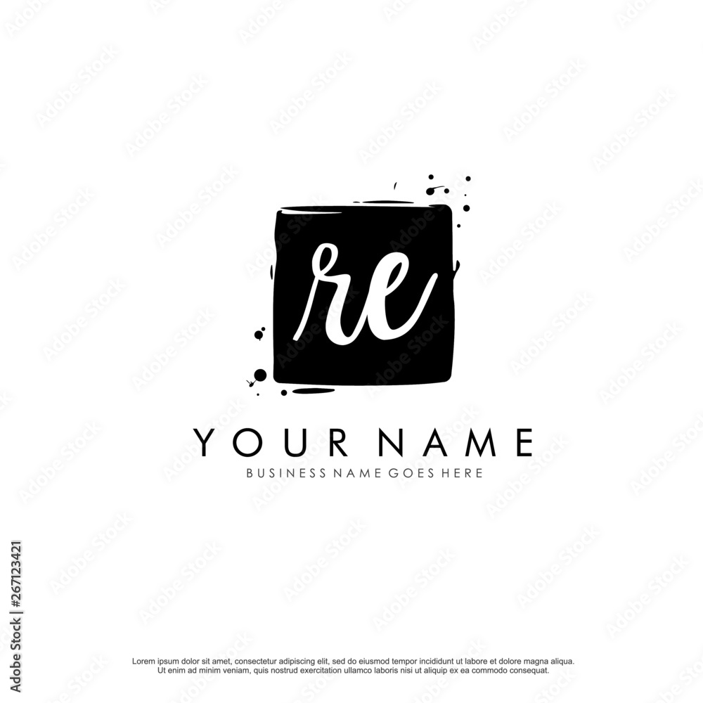 R E RE initial square logo template vector R E RE initial square logo template vector