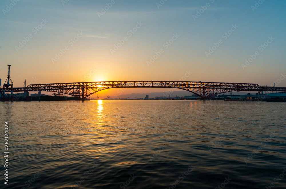 港大橋の夕日 港大橋の夕日
