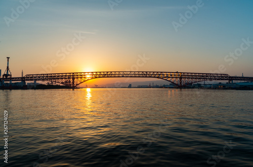 港大橋の夕日