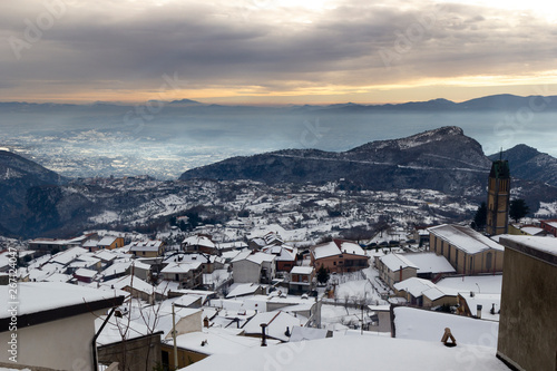 san gregorio matese mountain village with snow