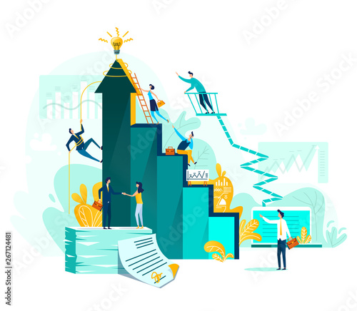 Goal achievement and teamwork business concept