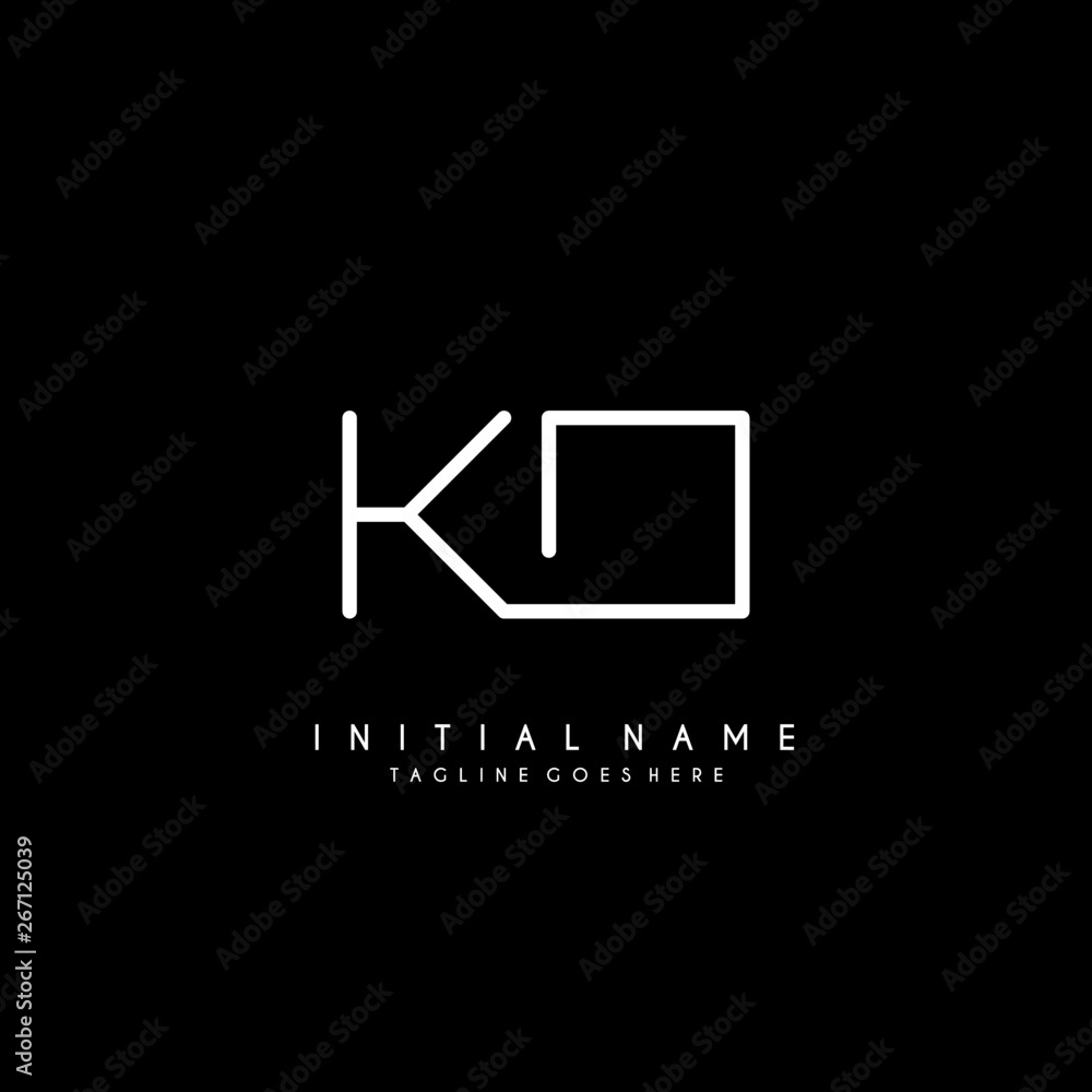 Initial K O KO minimalist modern logo identity vector - obrazy, fototapety, plakaty 