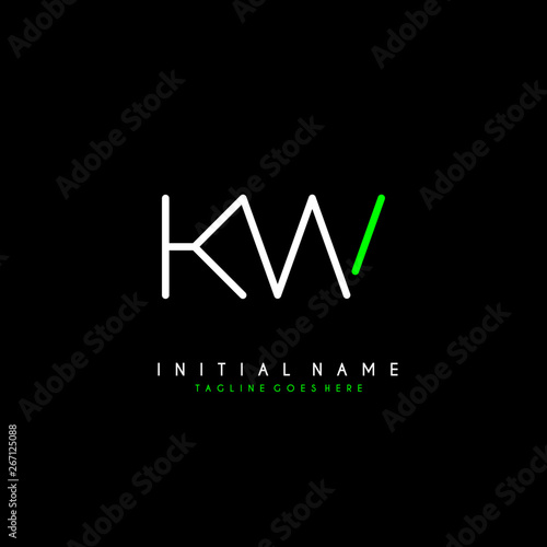 Initial K W KW minimalist modern logo identity vector