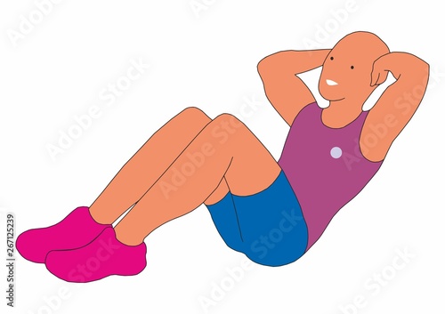 a man engaged in physical exercise, fitness classes, sports. vector illustration with cute character