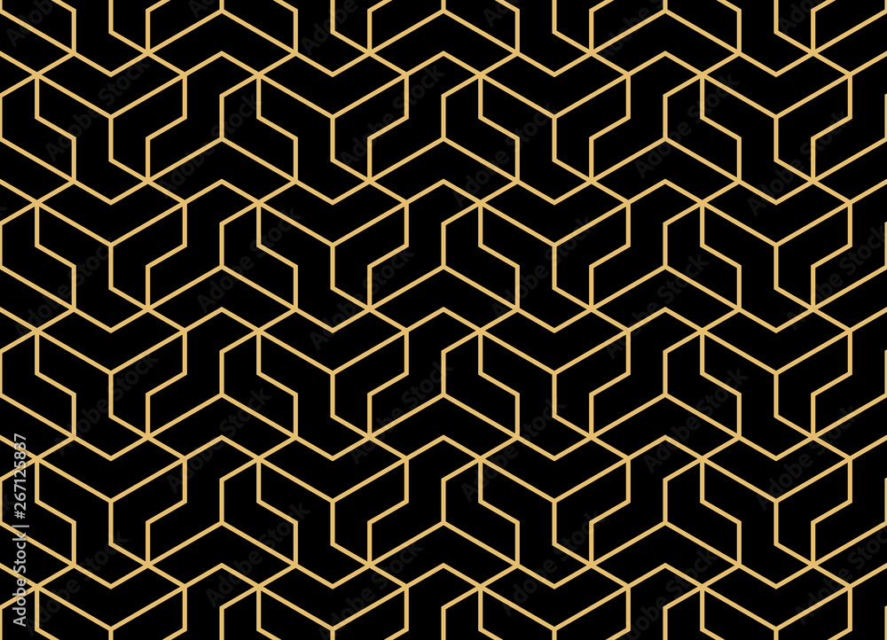 The geometric pattern with lines. Seamless vector background. Gold and black texture. Graphic modern pattern. Simple lattice graphic design The geometric pattern with lines. Seamless vector background. Gold and black texture. Graphic modern pattern. Simple lattice graphic design