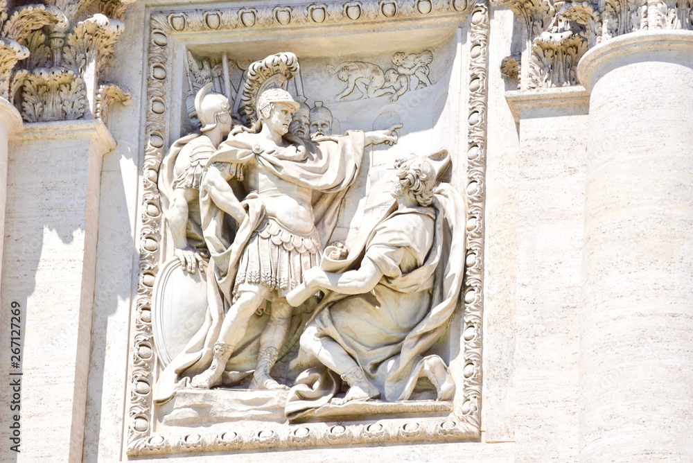 Relief of Roman Soldiers on the Trevi Fountain or Fontana di Trevi