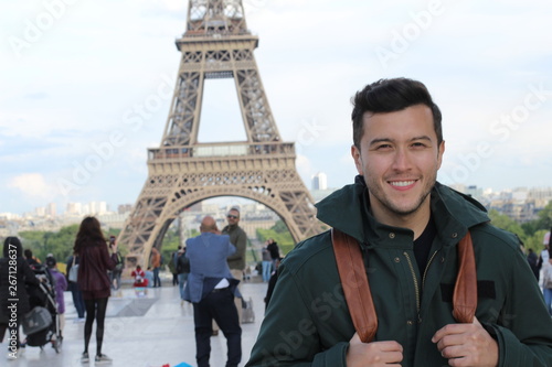 Sticker Ethnic tourist in the Eiffel Tower, Paris