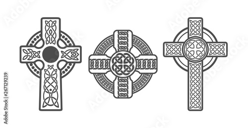 Three Celtic Crosses. Vector Tattoo Or Art