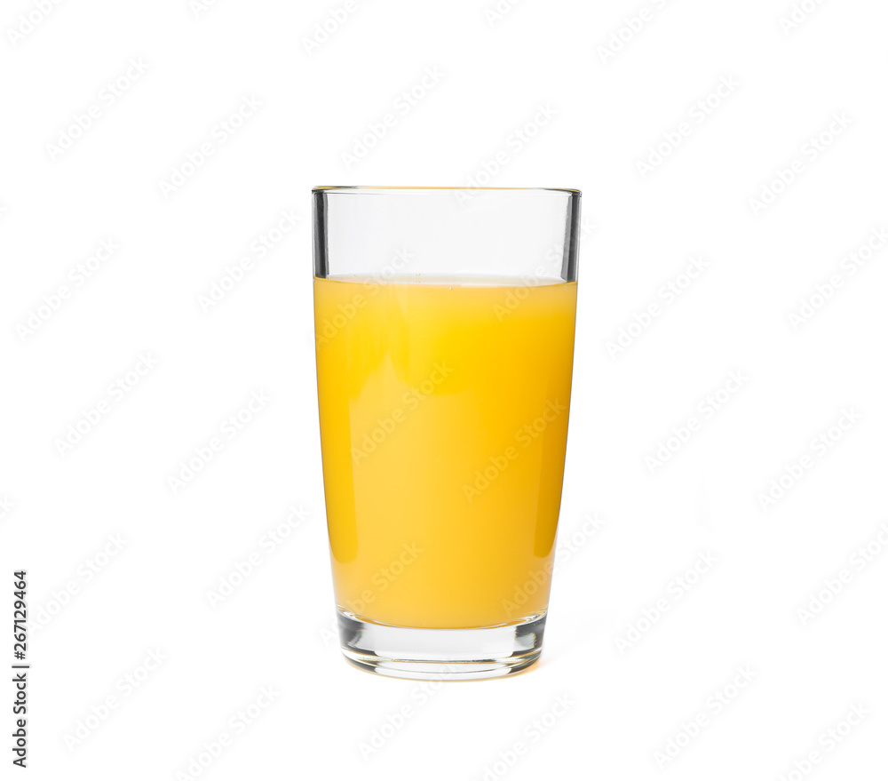 Glass of fresh orange juice isolated on white background. Fresh natural drink Glass of fresh orange juice isolated on white background. Fresh natural drink