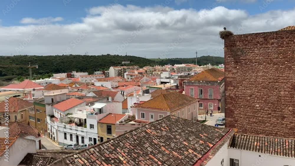 Silves Portugal rooftops with nesting storks Silves Portugal rooftops with nesting storks