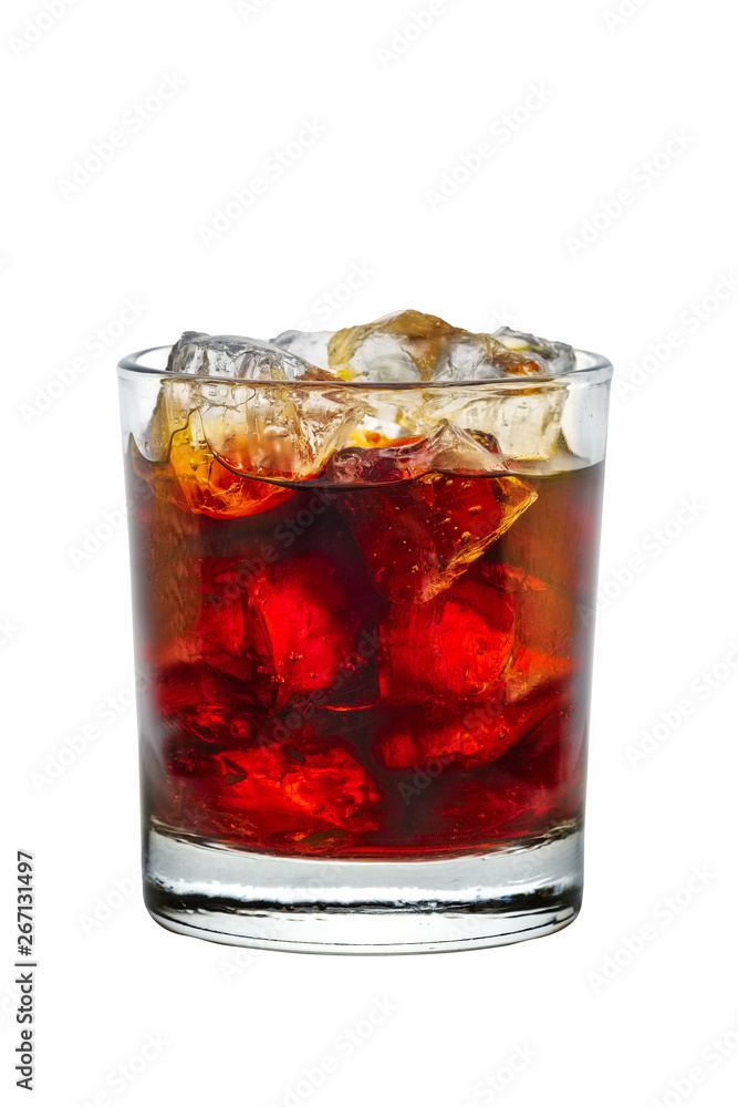 Cocktail rum and cola isolated on white Cocktail rum and cola isolated on white