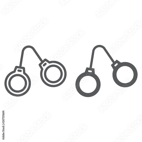 Handcuffs line and glyph icon, justice and law, chain sign, vector graphics, a linear pattern on a white background.