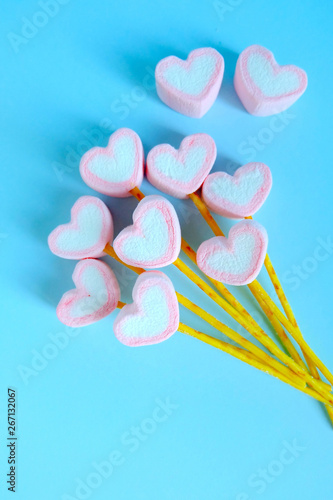 Heart marshmallow balloon background, Cute marshmallow background, Pastel marshmallow background