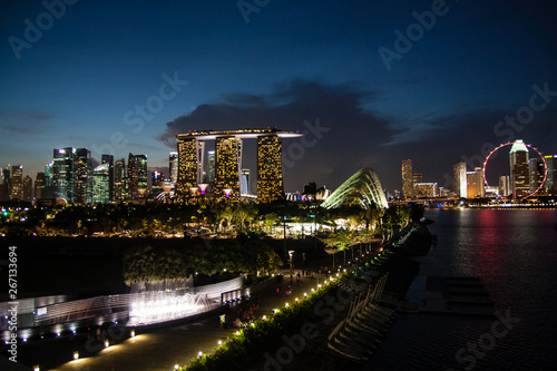 View from Marina Barrage of Gardens by the Bay  Marina Bay Sands