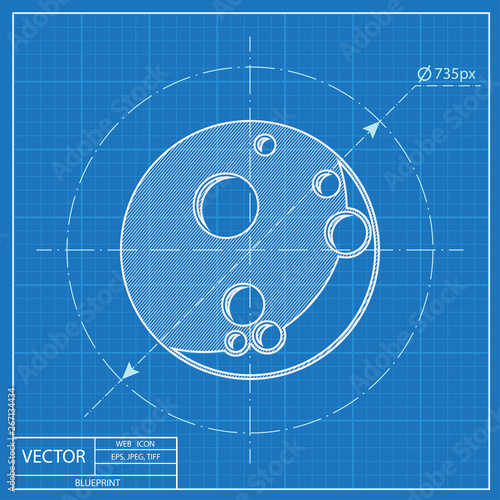Moon vector blueprint icon. Space illustration.